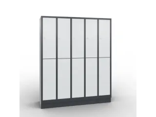 lockerkast draaigrendel 1800x1480x500 5x2vakken RAL7021 front RAL7035 - 1