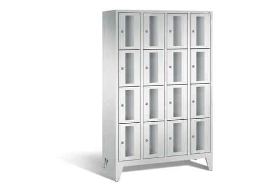 Lockerkast 1850x1190x500mm 4x4 vakken Cilinderslot Poten, RAL7035