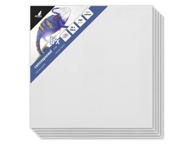 Toile canvas Kangaro 30x30cm carton 3mm 280g set 5 pièces