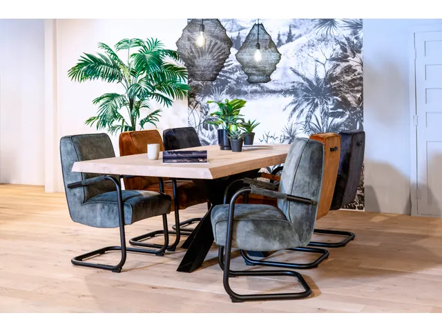 Luxe Vergaderstoel Dunton Hunter Velours Zwart Sledeframe