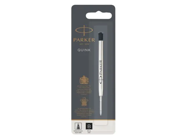 Balpenvulling Parker Quink breed zwart breed blister à 1 stuk