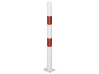 Afzetpaal Ronde Buis Ø 60Mm Vast Met Bodemplaat Platte Kop Wit/rood - 2