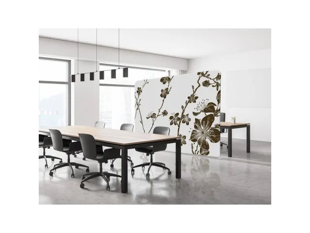 Cloison de séparation Textile 150x150cm Fleurs japonaises brun