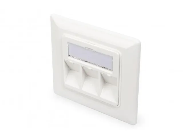 Frontplaat voor keystone-aansluitingen 3x RJ45 stofbescherming 80x80mm