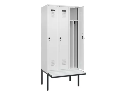 locker met bank,voor scheiding van kleding,HxBxD 2120x900x815mm,3vak