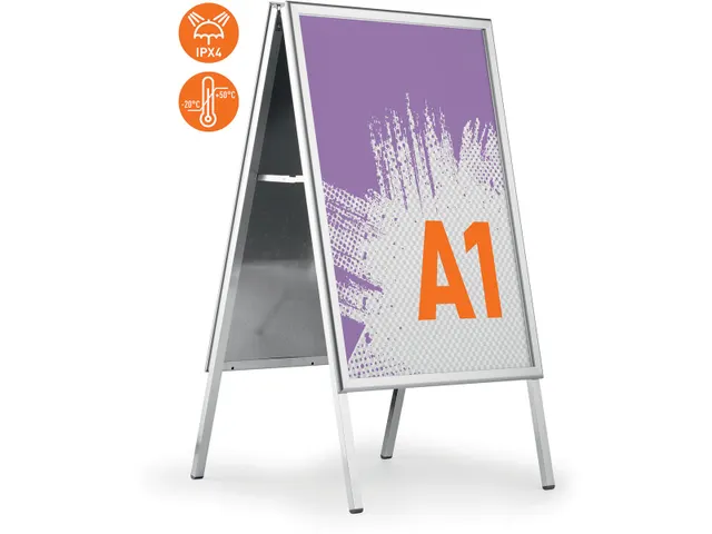 Durable stoepbord Fold, uit aluminium, zilver, ft A1