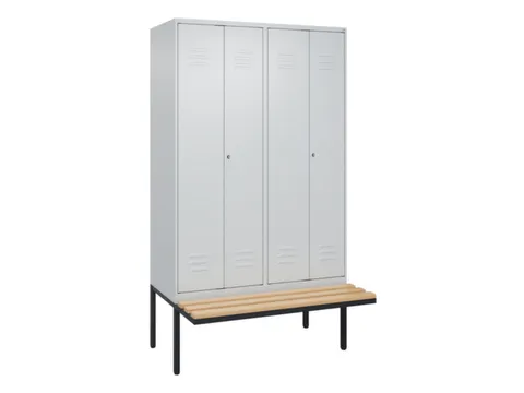 PBM-locker met bank,HxBxD 2120x1200x815mm,4vak,vak B 300mm,cil.-slot