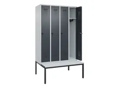 locker met bank,HxBxD 2120x1200x815mm,4vak,vak B 300mm,draaigrendel