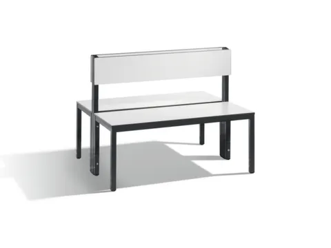 omkleedbank,HxLxD 796x1000x760mm,HPL wit,frame staal RAL7021,leuning