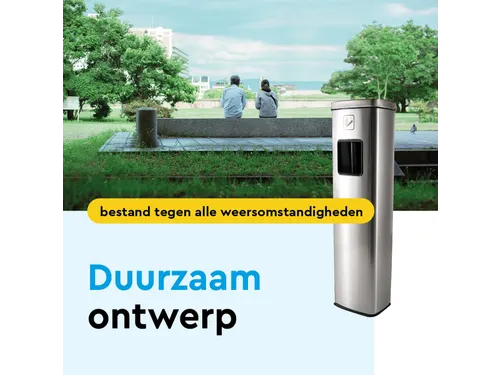 Asbak Staand met afvalbak AT400 RVS 20 Liter