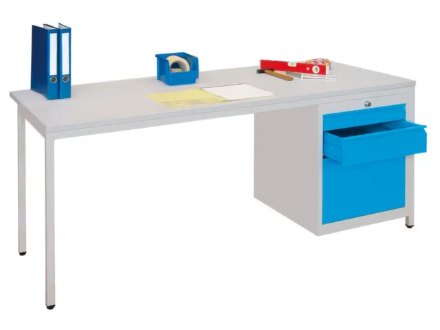 Bureau De Prestige Hxlxp 720X1700X80Mm 3Tiroirs À Droite Ral7035 Faç