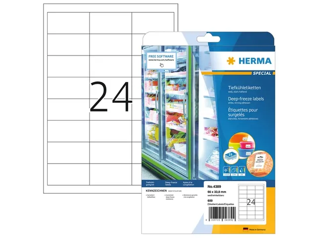 Etiket Herma 4389 66x33.8mm Diepvries Wit 600 stuks