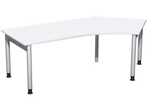 In hoogte verstelbaar hoekbureau,HxBxD 680-820x2166x1130mm,blad wit