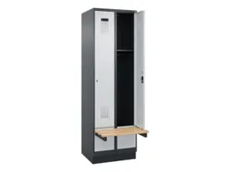 locker met bank,HxBxD 1950x600x815mm,2vak,vak B 300mm,cilinderslot