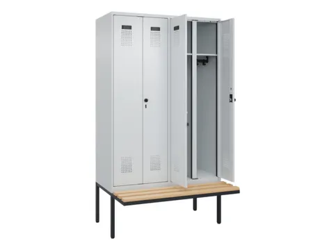 locker met bank,voor scheiding van kleding,HxBxD 2120x1200x815mm,4vak