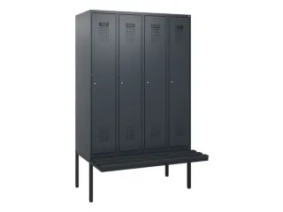 locker met bank,HxBxD 1950x1200x815mm,4vak,vak B 300mm,cilinderslot - 2