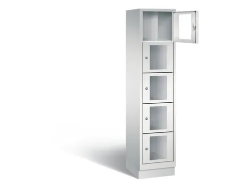 Lockerkast 1800x420x500mm 1x5 vakken Cilinderslot, Sokkel, RAL7035