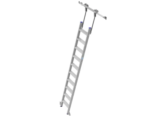 verrijdbare stellingladder,balk L 2,7m,v. H tot 2,83m,10,treden