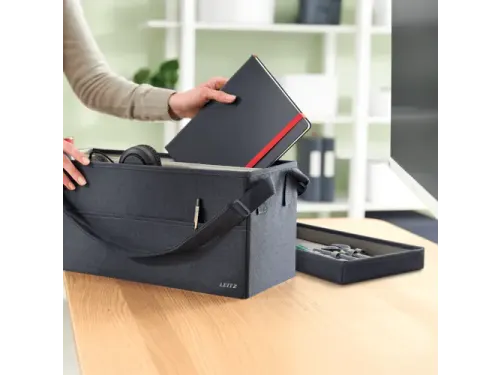 Leitz Stoffen Hot Desking Opbergtas met deksel donkergrijs