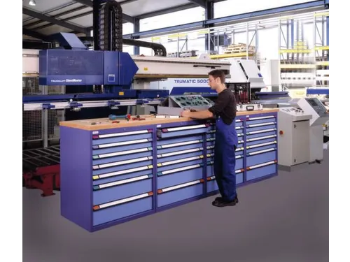 ladekast HxBxD 1000x805x695mm 10laden RAL7035 front RAL7035