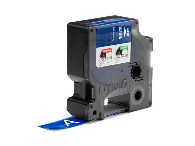 Labeltape Dymo Rhino 18054 19mmx5.5m Vinyl Wit Op Blauw