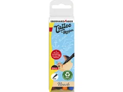 Tattoo stift Eberhard Faber Beach 4st. en 4in1 sjablonen. (zwart,oranj