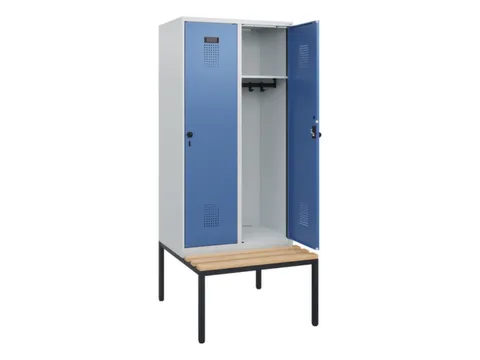locker met bank,HxBxD 1950x800x815mm,2vak,vak B 400mm,draaigrendel