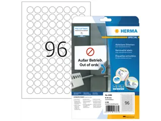 HERMA 4386 Verwijderbare etiketten A4 Rond 20mm Wit 2400 stuks - 1