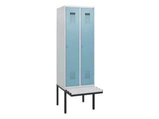 locker met bank,HxBxD 1950x600x815mm,2vak,vak B 300mm,cilinderslot - 2