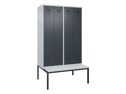 locker met bank,voor scheiding van kleding,HxBxD 2120x1200x815mm,4vak