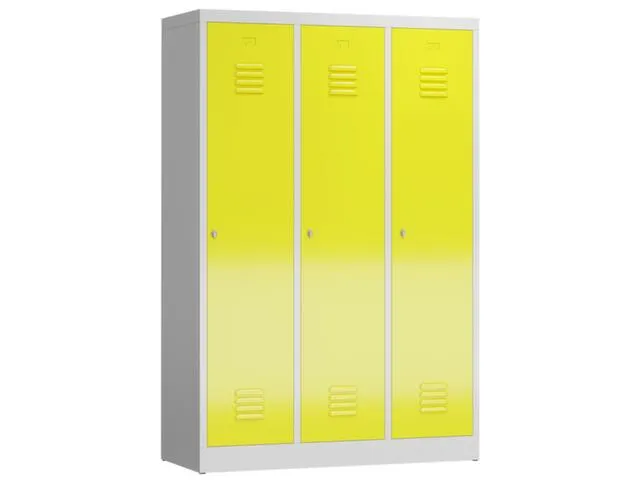 garderobekast 1800x1185x500mm 3vak klink sokkel romp RAL7035 RAL1018