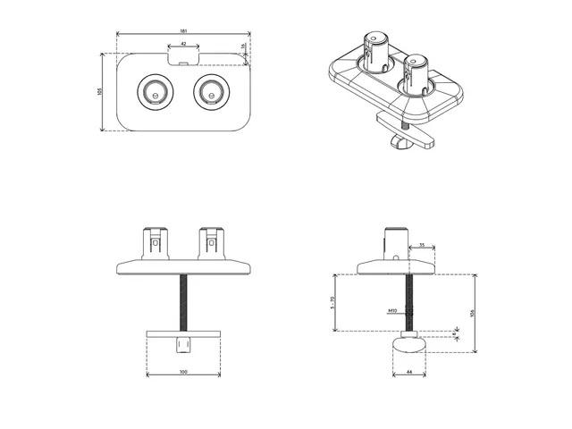 Vissage à travers du bureau Viewprime fixation 823 noir