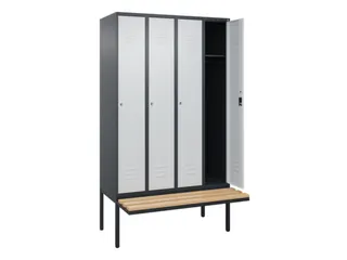 locker met bank,HxBxD 2120x1200x815mm,4vak,vak B 300mm,cil.-slot - 2