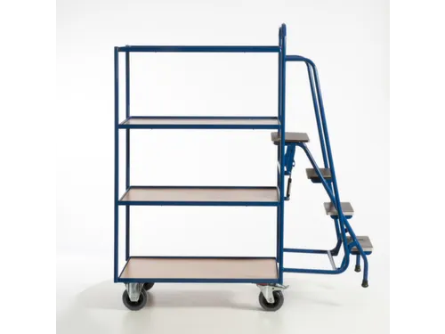 Orderverzamelwagen 990x590mm Totale H 1900mm 4 Etages Hout Ral5010