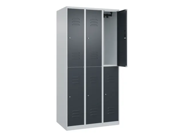 dubbeldekse locker,HxBxD 1850x900x500mm,3x2vak.,vak B 300mm,cil.-slot