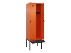 locker met bank,HxBxD 2120x600x815mm,2vak,vak B 300mm,draaigrendel