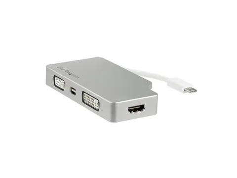 Aluminium A/v Reisadapter 4-in-1 Usb-c Naar Vga, Dvi, Hdmi Of Mdp 4k