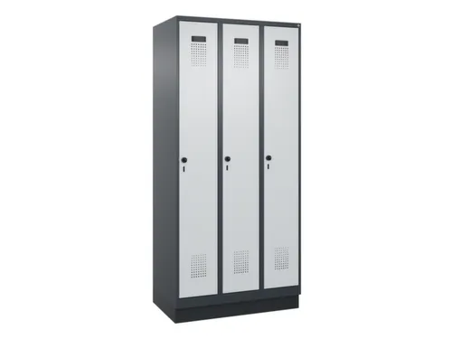 locker,HxBxD 1950x900x500mm,3vak,vak B 300mm,draaigrendel,sokkel