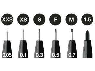 Tekenstift Pitt Artist Pen 199 zwart 6 stuks XXS XS S F M en 1.5 - 3