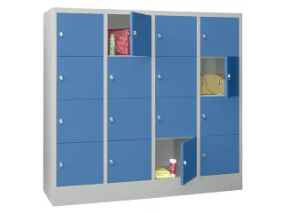 lockerkast,HxBxD 1518x1600x500mm,4x4vakken,RAL7035,front RAL5012 - 2