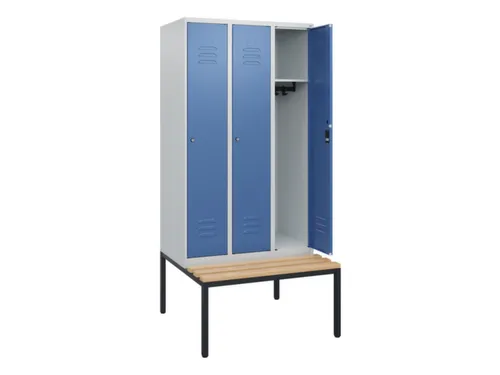 locker met bank,HxBxD 1950x900x815mm,3vak,vak B 300mm,cil.-slot