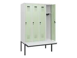 locker met bank,HxBxD 1950x1200x815mm,4vak,vak B 300mm,draaigrendel
