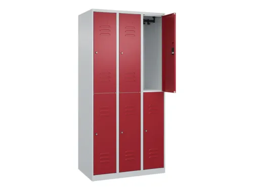 dubbeldekse locker,HxBxD 1850x900x500mm,3x2vak.,vak B 300mm,cil.-slot