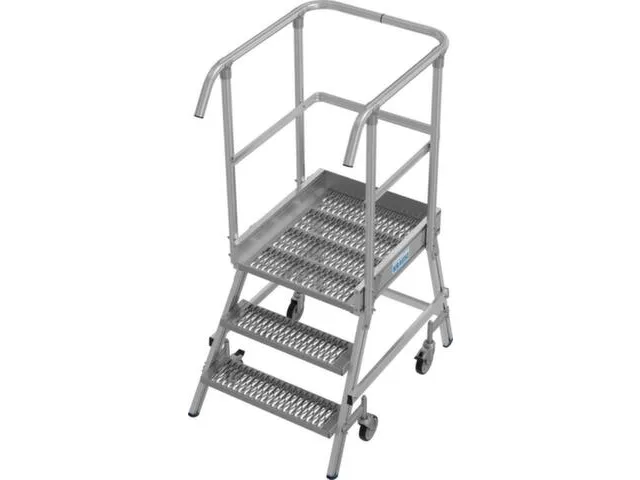 bordestrap,verrijdbaar,bordes H 0,75m,3treden m. R13-laag,aluminium