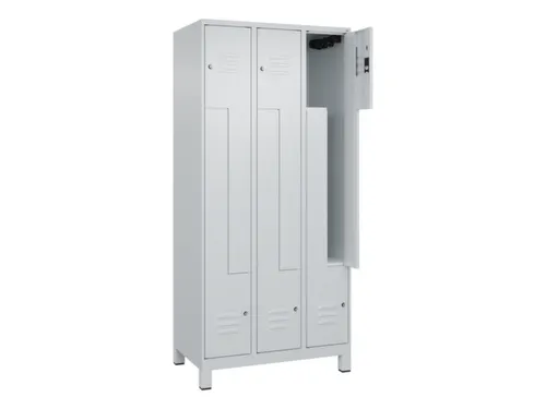 Z-garderobekast,HxBxD 1950x900x500mm,vak B 150/300mm,cil.-slot,voeten