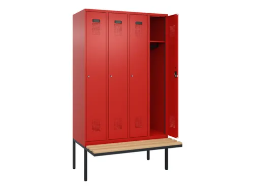 locker met bank,HxBxD 2120x1200x815mm,4vak,vak B 300mm,cilinderslot