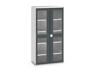 vitrinekast 2000x1050x550mm 4xStalen bodem romp RAL7035 front RAL7016 - 1