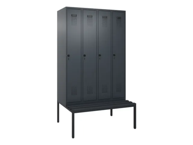 locker met bank,voor scheiding van kleding,HxBxD 2120x1200x815mm,4vak