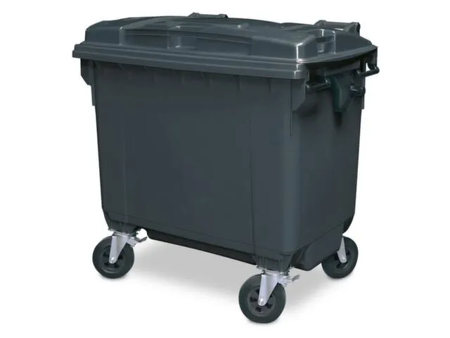 Conteneur à déchets grande capacité couvercle à charnière 660L gr
