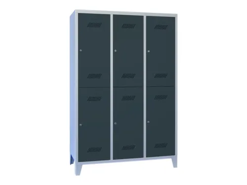 dubbeldekse locker,HxBxD 1850x1200x500mm,3x2vak.,RAL7035,front RAL7016